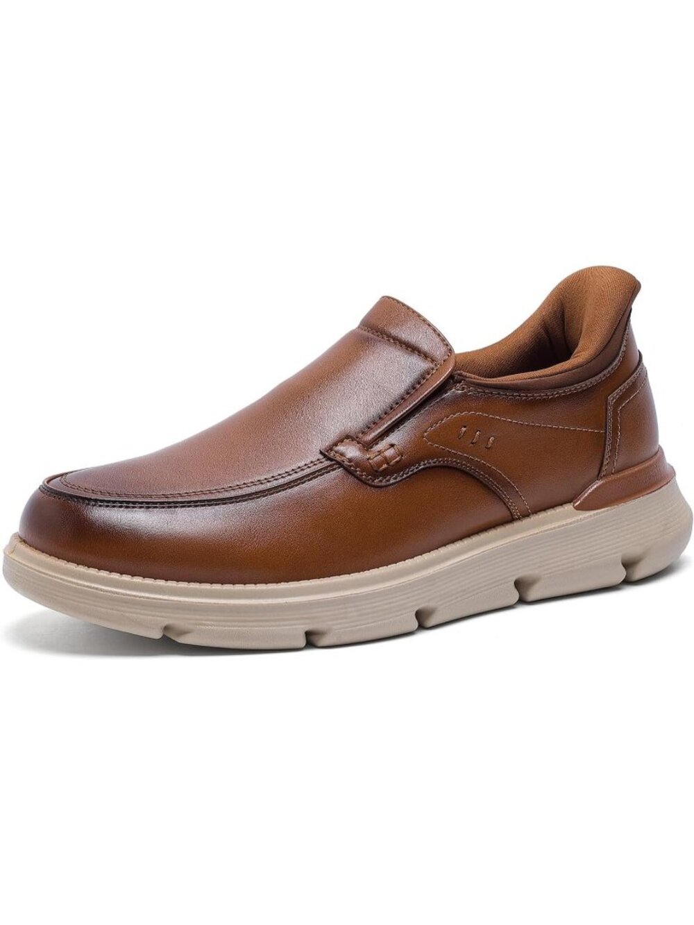 Men's Brown Faux Leather Loafer Sneakers Lightweight Casual Classic Business